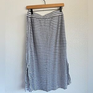 Organic Linen Striped Nautical Preppy Pull On Skirt by Eileen Fisher SIZE M/L